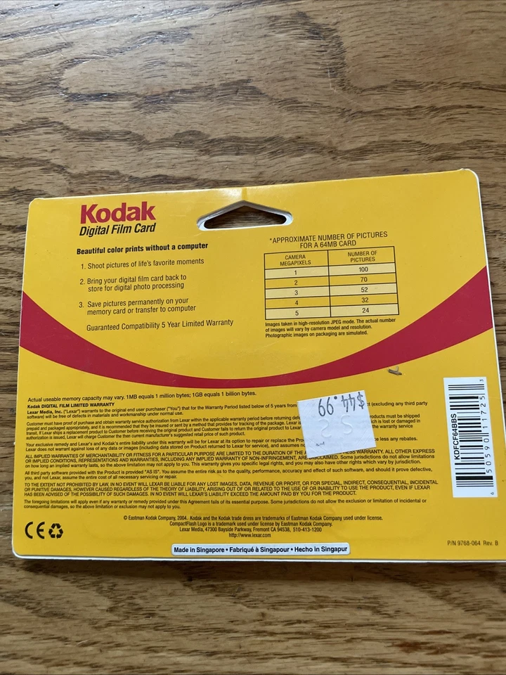 New Kodak Digital Film Card For Digital Cameras 64 MB Compact Flash Unopened - Image 2 of 4