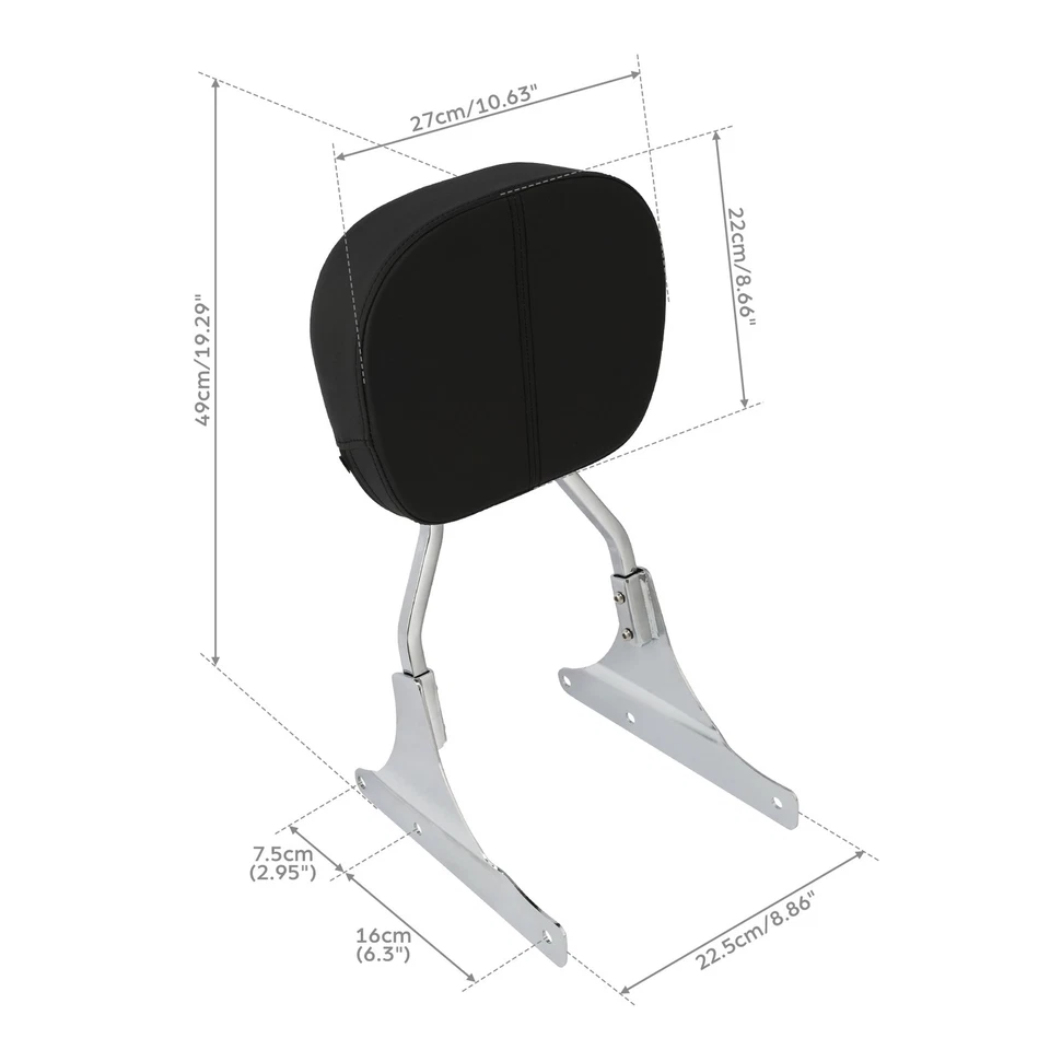 Low Sissy Bar Backrest Fit For Harley Softail Heritage Springer - Image 3 of 4