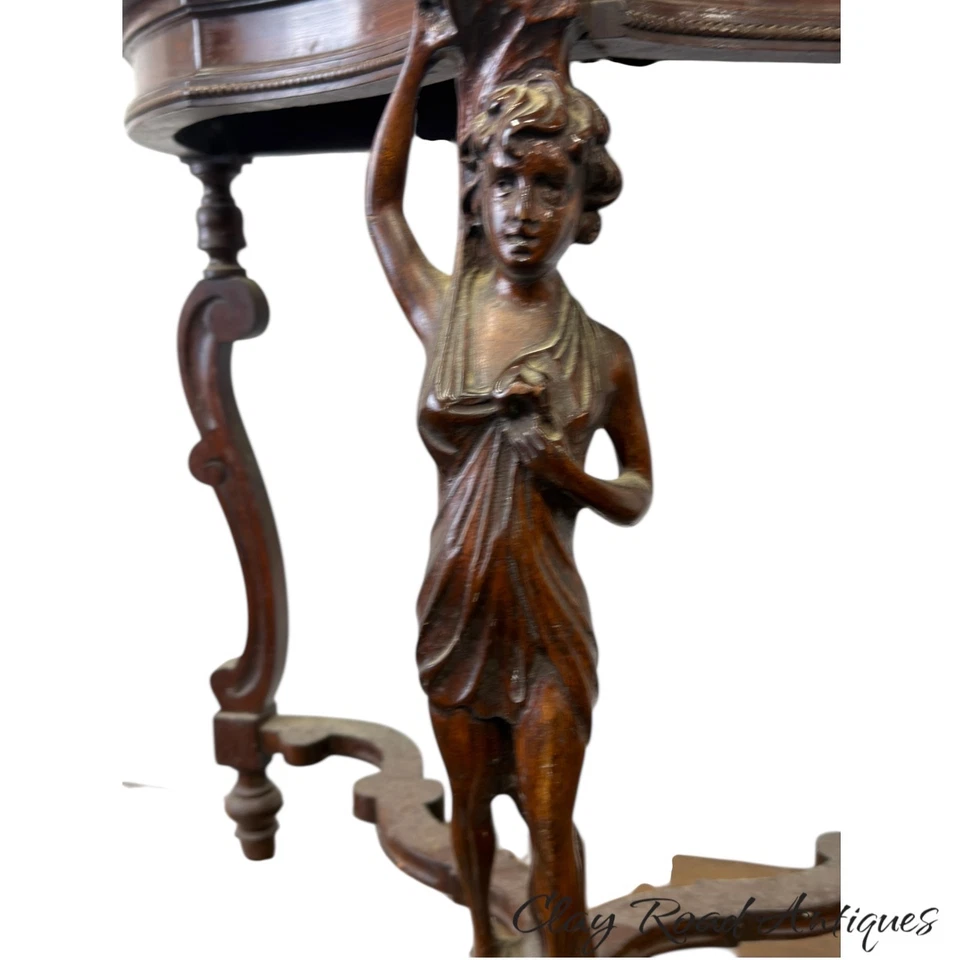 Antigua victoriana francesa figura dama pequeña consola mesa ocasional caoba Foto 2 de 4