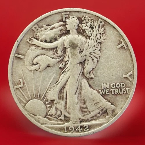 1942 S Walking Liberty Half Dollar 90% Silver  Very Fine/VF