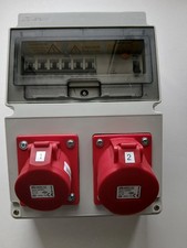 Wall mounted distribution board,  industrial CEE Socket. 3 Phase RCD hook up,