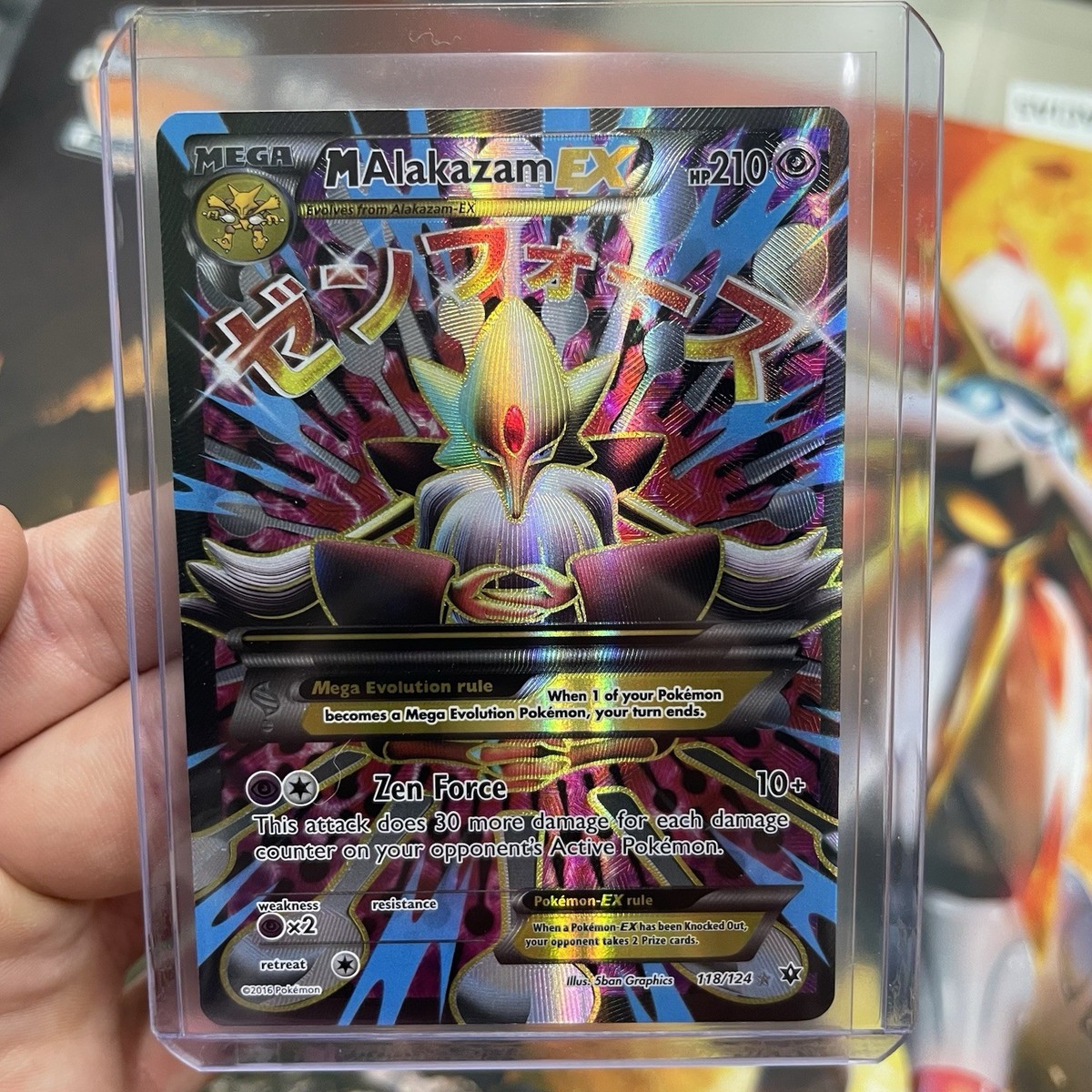 Pokemon Mega M Alakazam EX Full Art Holo Card 118/124 Fates