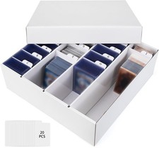 Trading Card Storage Box, 4 Row 3200 Count Collector Cards Box with Divider Wh