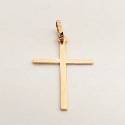 Solid 14K Gold Stick Cross Charm Pendant JCM by Jacmel Mauritius New