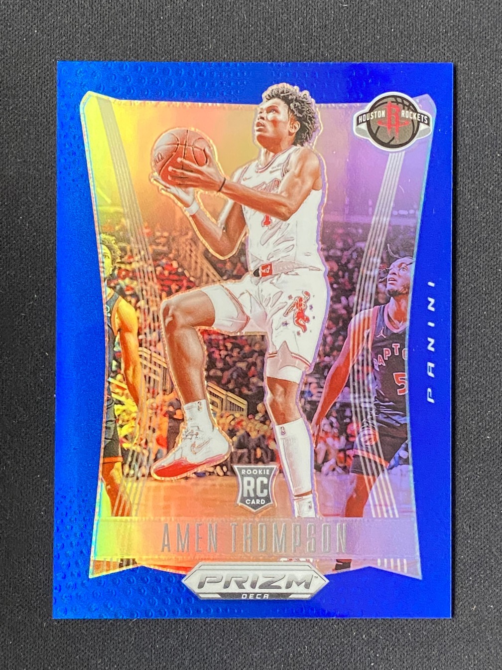 Amen Thompson 2023-24 Panini Prizm Deca Blue Prizm 097/149 RC #294