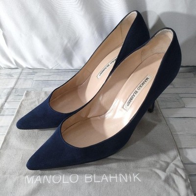 MANOLO BLAHNIK Schuhe Pumps Absatz EU 38 US 8 Wildleder Dark Navy Authentic