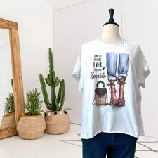 Made in Italy Don’t Let Anyone Dull Your Sparkle Crystal Stud Oversized T-Shirt