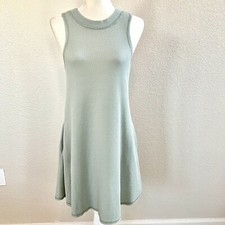 Flawless Green Fit & Flare Shirt Sun Dress Size Small Thin Knit Light Open Back