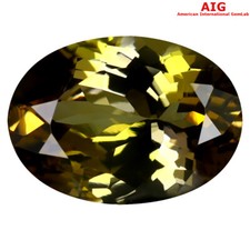 2.60 ct AIG Certified Shimmering Oval 10 x 8 mm Brownish Yellow Tanzanite