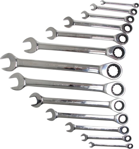 12-teiliges Ratschenschlüssel-Set – Chrom-Vanadium-Stahl, 8-19 Mm, Im Koffer