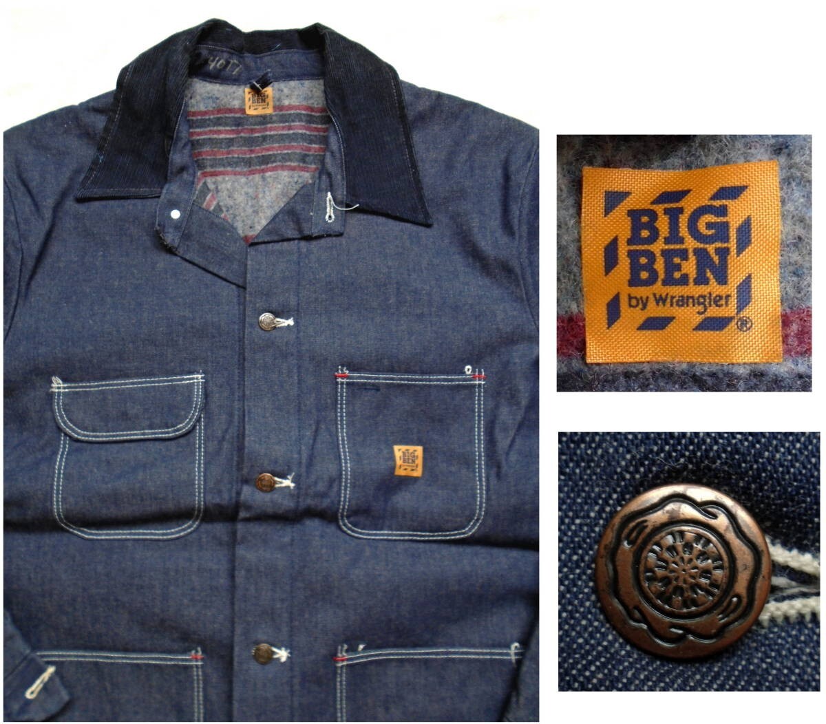 NEW DEADSTOCK Vintage 70s Wrangler Big Ben Mens 44 Denim Jacket