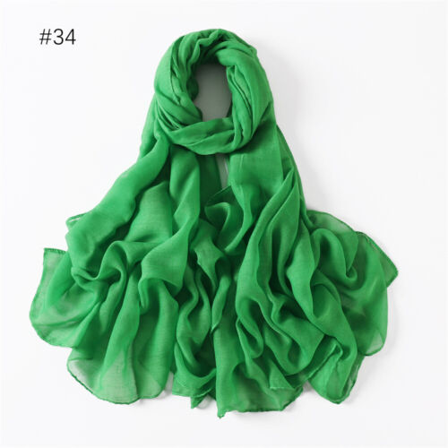 Bufandas viscosa para mujer de colores sólidos y envolturas pañuelo transpirable hiyab - Imagen 45 de 69