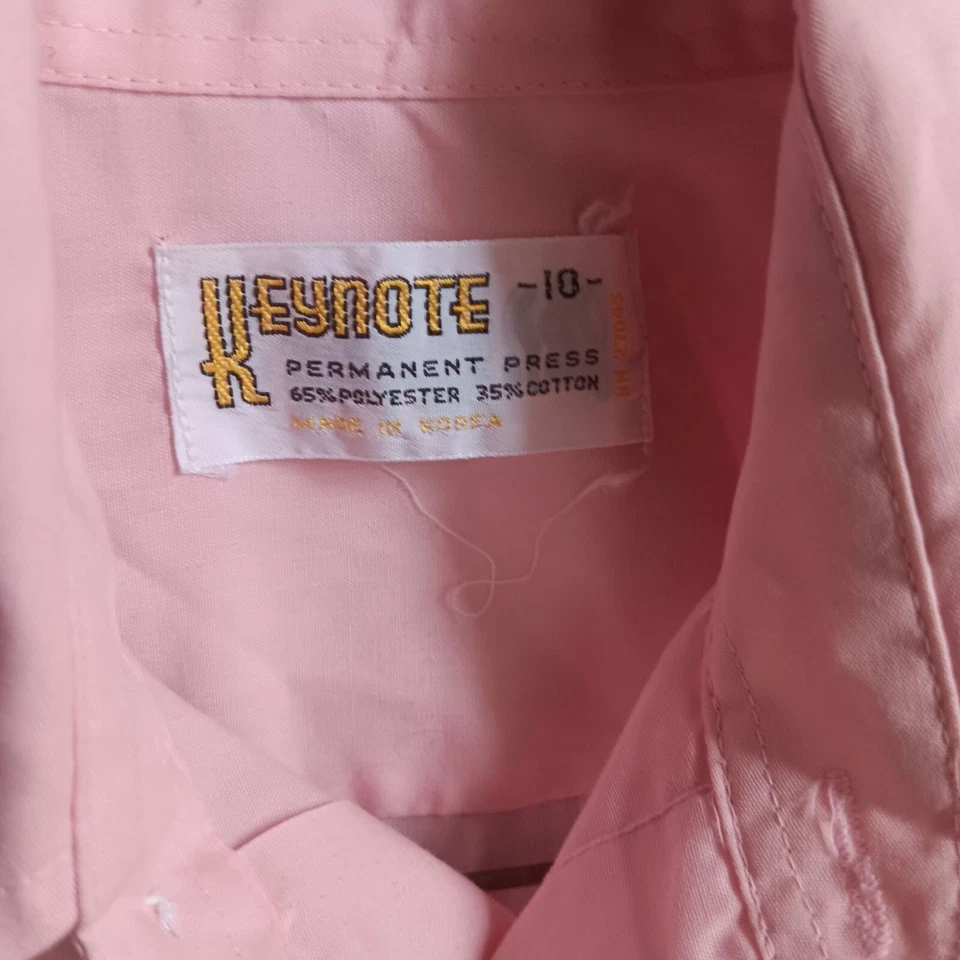 Camisa discoteca vintage rosa abotonada mod años 70 prensa permanente para niños 10 Foto 3 de 4