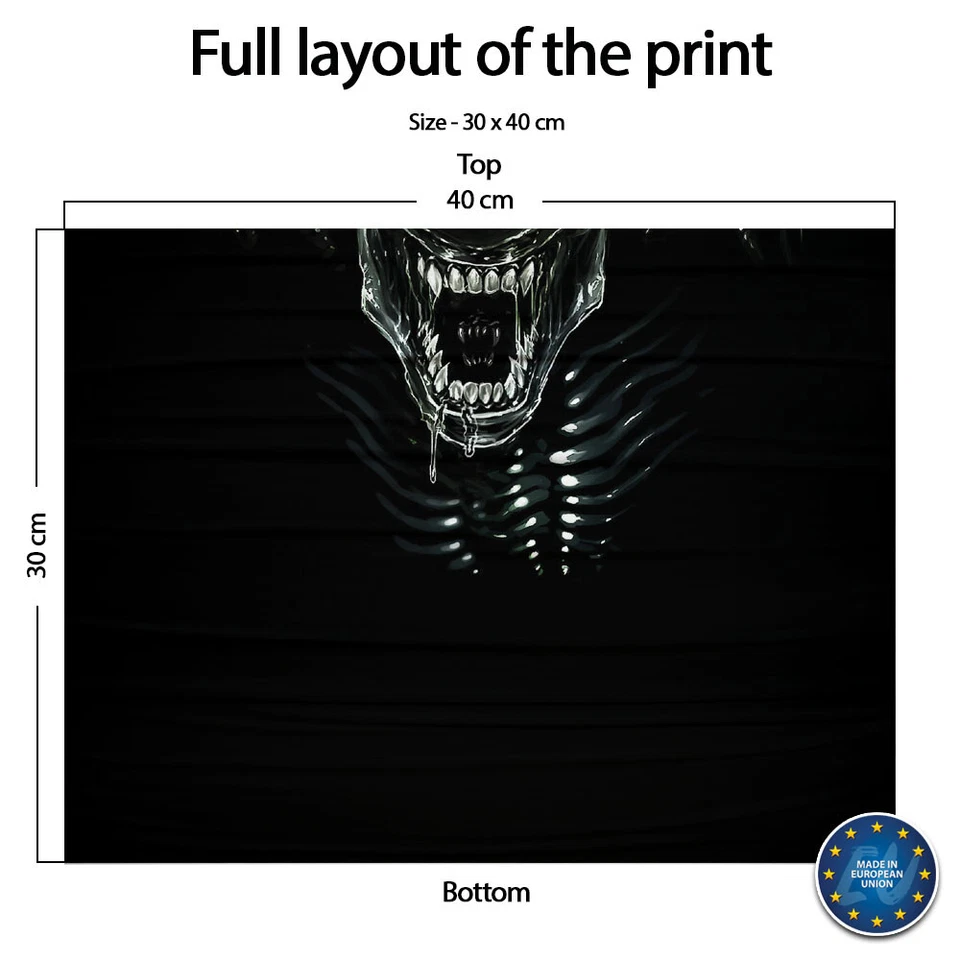 Washable Fabric Face Cover Neck Gaiter Unique Print Xenomorph EU Made - Image 4 of 4