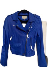 Nwt Womens Iro Asheville Blue Leather Jacket Size 2