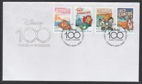 AUSTRALIA 2023 - DISNEY 100 Years Set of 4 VF USED on FDC  - in stock now