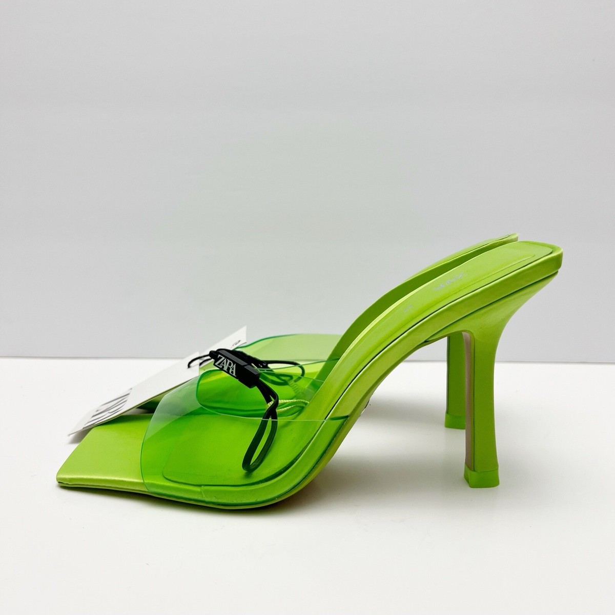 ★ZARA★ SATIN SANDALS ZARA NEW WOMAN SATIN HIGH-HEEL SANDALS WITH BOW SHOES LIME