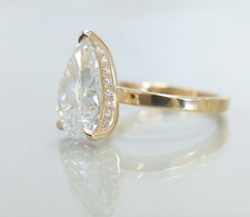 IGI Certified Diamond Engagement Ring VS1 F Pear 3.05 Ct Lab Created Sparkling