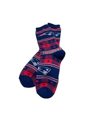 New England Patriots Football Red Blue Crew Socks For Feet Only Unisex NFL