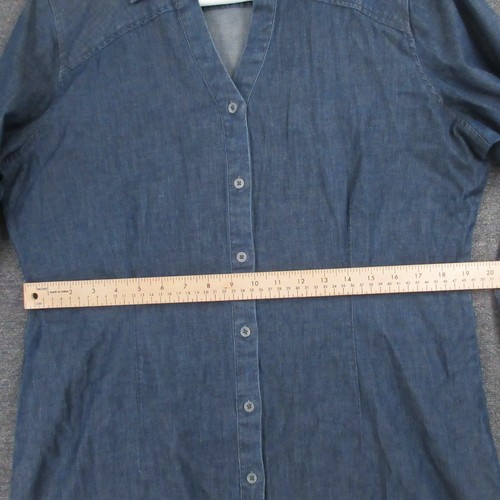 Woolrich Shirt Dress Womens Large Denim Long Sleeve Blue Collared Stretch - Picture 6 of 12