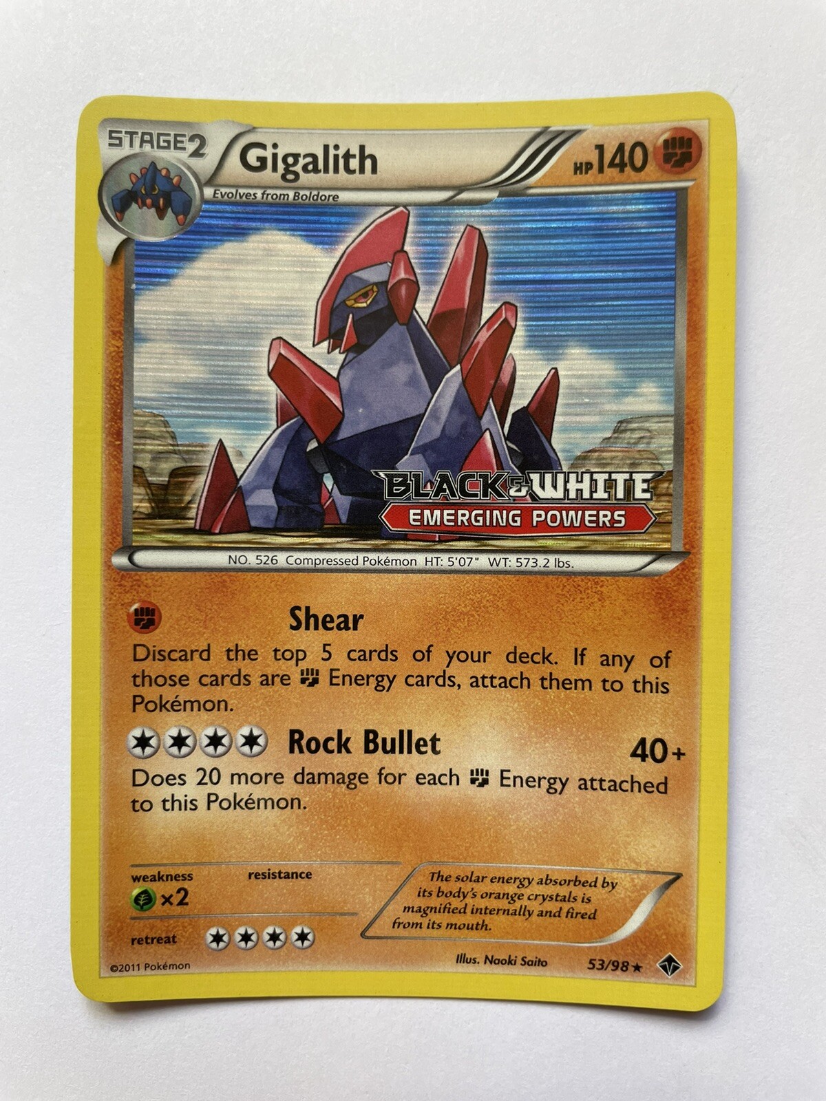 Gigalith 53/98 NM Holo Rare Stamped Prerelease Promo Emerging Powers Pokemon TCG