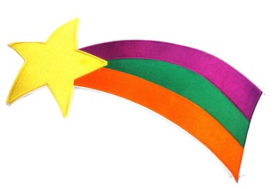 Shooting Star Rainbow Patch Embroidered Iron-on Large 12 In