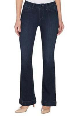 Laurie Felt - Silky Denim Flare Pull-On Stretch Jeans - Indigo Dark Wash - TALL
