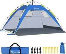 Pop up Beach Tent Sun Shade Shelter for 3-4 Person with UPF 50+, Lightweight & E