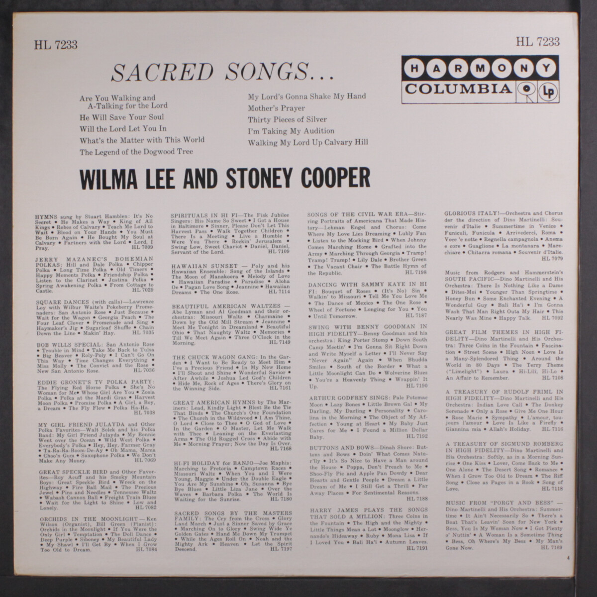 WILMA LEE &amp; STONEY COOPER: sacred songs HARMONY 12&quot; LP 33 RPM | eBay