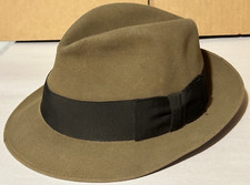 DOBBS JET FUR FELT HAT CLASSIC FEDORA CORNHILL BROWN MADE IN USA SIZE 7 1/8