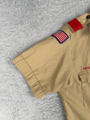 VINTAGE Boy Scouts of America Shirt Adult Medium Beige US Made Button Up Poly AZ - Picture 3 of 14