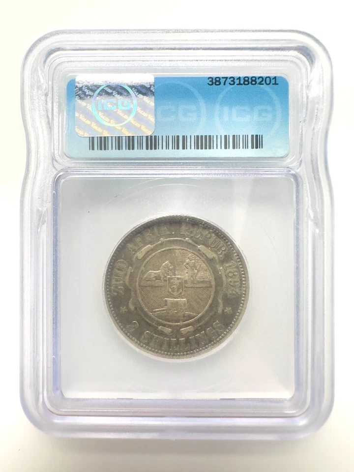 SUDÁFRICA 2 chelines plata 1894 - ICG - VF30 KM#6 moneda COLONIA BRITÁNICA Foto 2 de 2