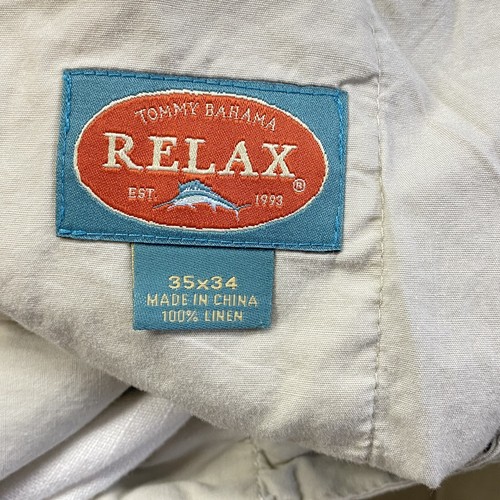 TOMMY BAHAMA Men Linen Pants Size 35 Ivory Relax Fit Travel Vacation Summer 1A-4 - Picture 9 of 10