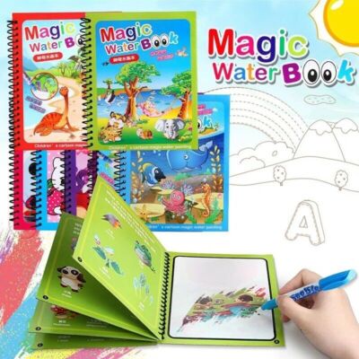 5X Kinder Malbuch Malen mit Wasser Aqua Doodle Wasserstift Magic Book Spielzeug