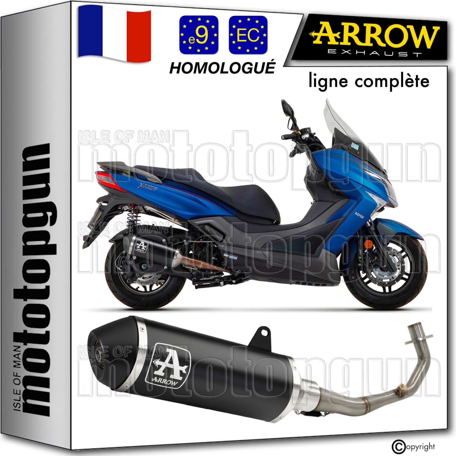 Ligne Arrow RC Urban Kymco X-Town 125 2023 : performance homologuée et look noir