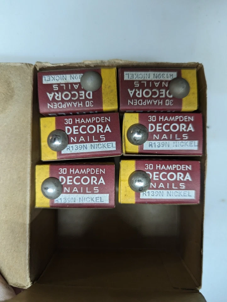 Lote de 6 tacs decorativos Hampden Decora 1968 níquel vintage nuevo en caja nuevo en caja Foto 2 de 4