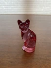 ADORABLE VTG FENTON Pink Art Glass Sitting Cat/Kitty Figurine 5.25"H