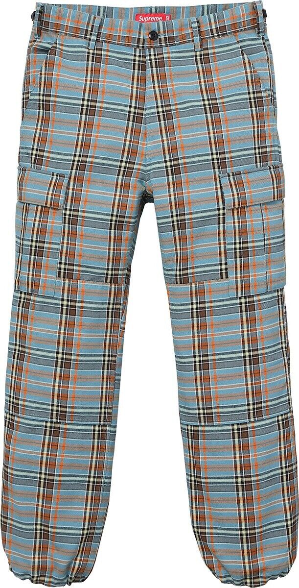 NWOT Supreme Blue/Brown/Orange Plaid Cargo Pants Men 34 SS17 NWOT Supreme Blue/Brown/Orange Plaid Cargo Pants Men 34 SS17