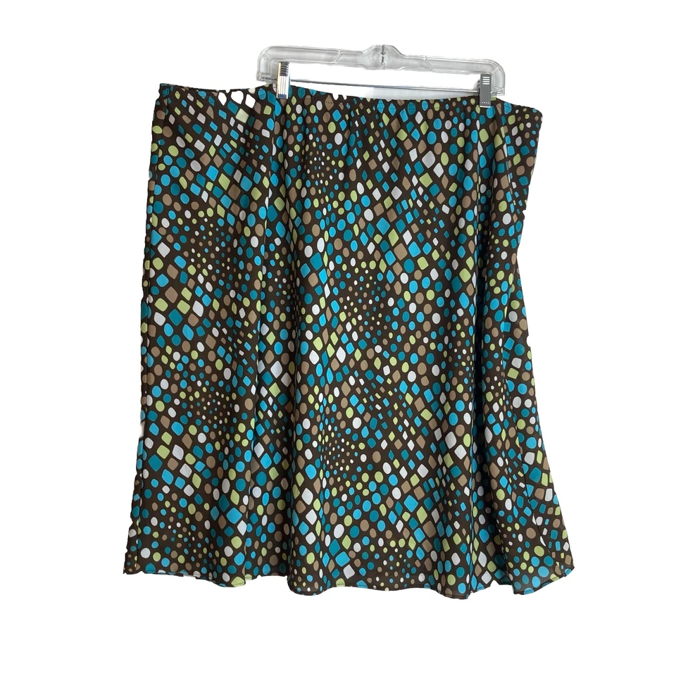 Falda George Mujer Plus Marrón Lunares Talla 26W 28W Forrada, Poliéster Foto 2 de 4