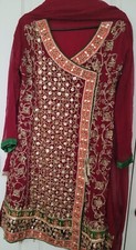 Red Ladies Pakistani Suit- Party/Wedding Wear Size Medium