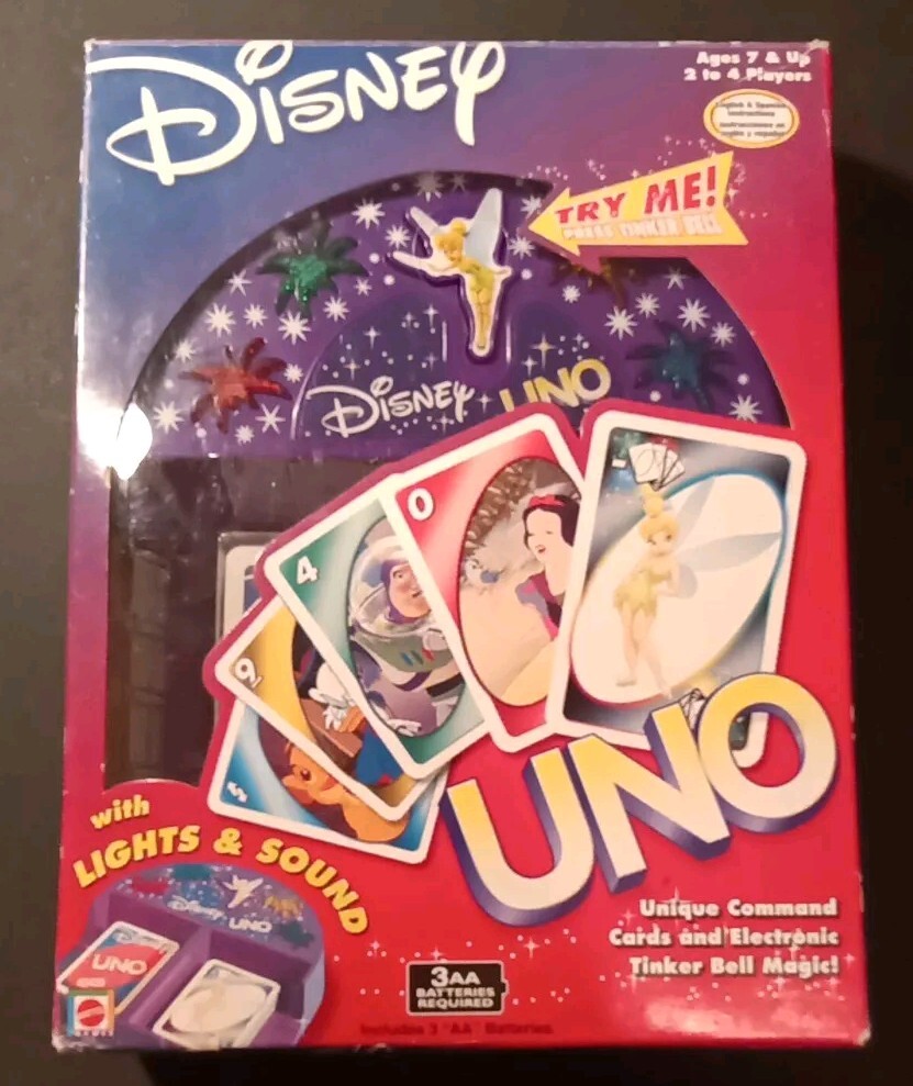 Disney UNO With Lights &amp; Sound Tinker Bell 2002 Electronic Tray 