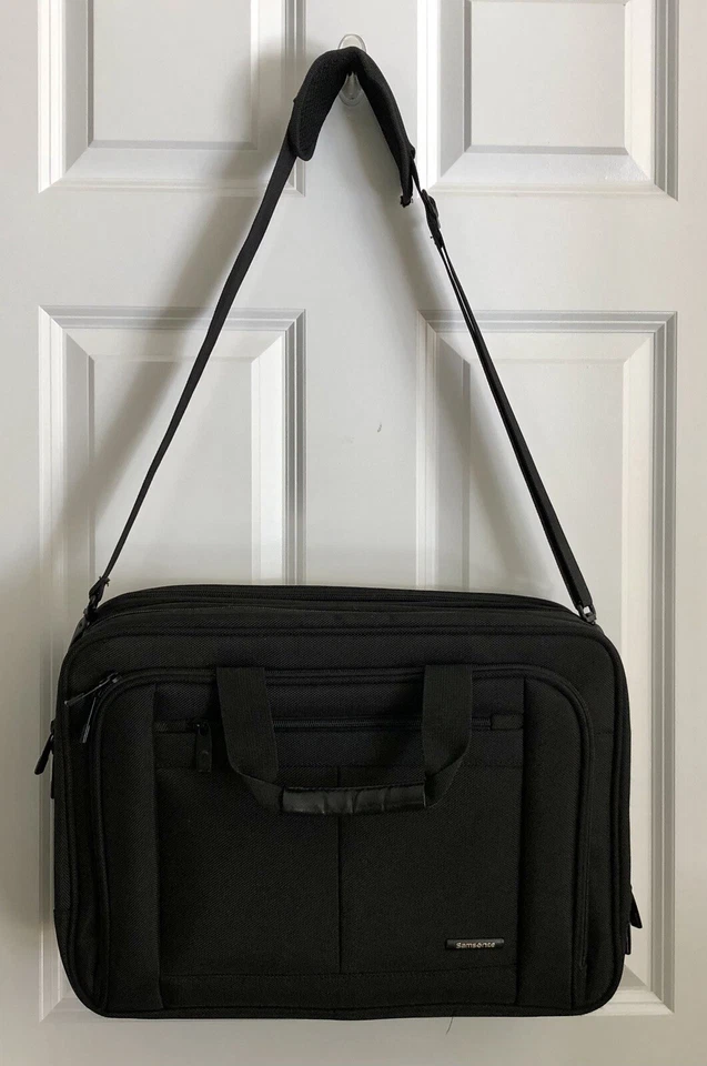Samsonite Maletín 17"x 12"x5.5" Negro Poliéster/Vinilo, Bolso de Hombro Computadora Foto 2 de 4