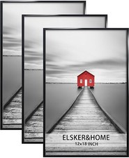 ELSKER  HOME 12x18 Frame 3 Pack, Durable and Scratch-proof Black Poster Frames
