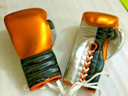 Orange Leather Boxing Gloves Any Logo Name No Winning N Grant - Picture 1 of 3