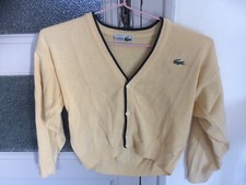 Ancien Gilet Lacoste Jaune Liseret Bleu Chemise Enfant 10 Ans Vintage