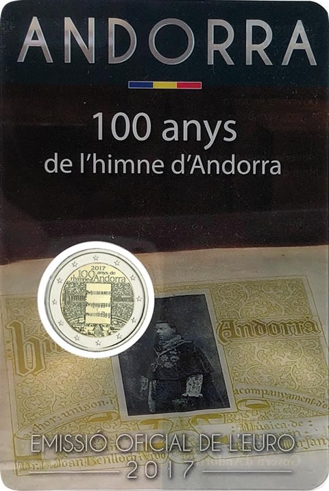 Andorre 2 EUROS COMMÉMO. Andorre 2017 - 100ème anniversaire de l'hymne andorran
