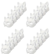 Musaner 20 PCS Cat Mask DIY White Therian Masks to Paint 7.1X6.7in,