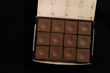 One Dozen (12) BROWN Silver Cup Pool Cue Stick Chalk Cubes - SHIPS FAST!