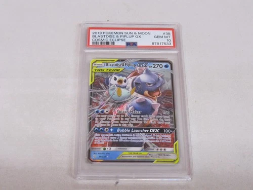 2019 Pokemon Sun & Moon Cosmic Eclipse #38 Blastoise & Piplup GX PSA 10 GEM MINT