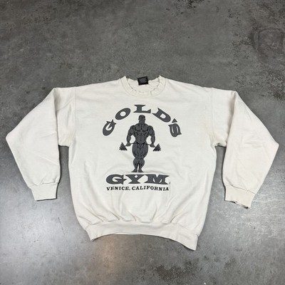 Golds Gym Venice Sweatshirt Mens Large White Vintage Comfort Flaws